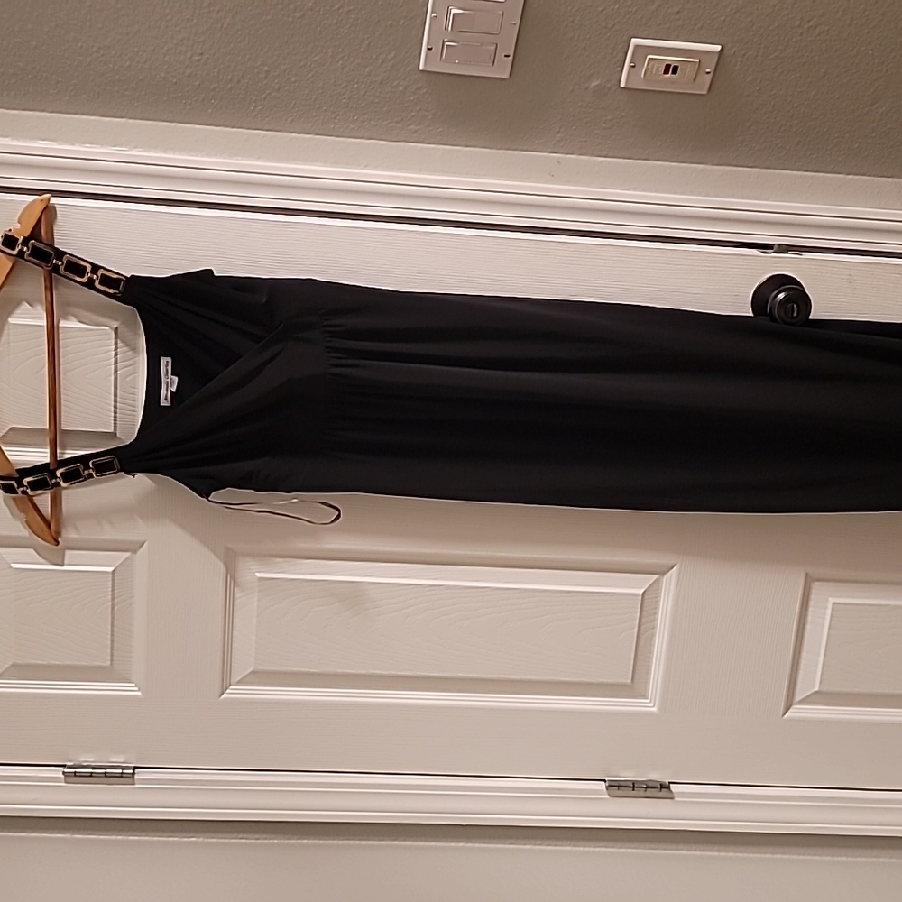 Amanda Charles Women's Black maxi dress with Gold chain straps